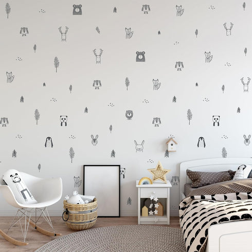 Stylish Animal Wall Stickers - Nursery, Toddler, Kids Jungle Designs, Easy to Apply Baby Wall Stickers