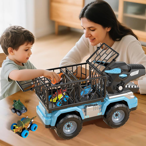 3-5 5-7, 5 3 4 5 6 7 Toddler Robot Dinosaur Truck Toys for Kids Boys Ages Black Carrier Dinosaur Truck with Pull Back