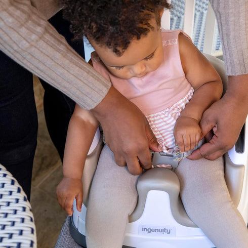 2-in-1 Ingenuity Baby Base Booster Feeding and Floor Seat with Self-Storing Tray - Cashmere