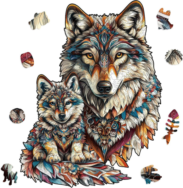 Ruikiyart Wolf 500 Piece Puzzles for Adults, 5MM Wolf Cub Wooden Jigsaw