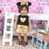 Micky Themed Cosplay Kit for 18 Inch Girl Dolls, Gold Accessories Including Bow Hairband, Dress & More
