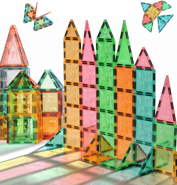 Magnetic Tiles,Magnet Building Blocks Construction Stacking Educational Toy Creative Playboard for Kids