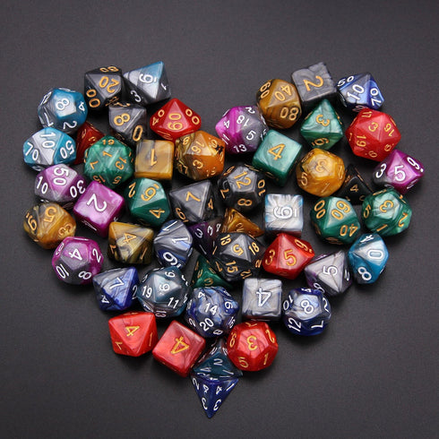 49 Pieces DND Dice Set - Polyester D&D Dice with 7 Pockets, 7 Sets for RPG DND MTG (D4, D6, D8, D10, D12, D20)