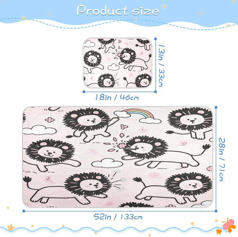 miaozhen 28 52 Inches Waterproof Cooling Baby Mattress x Washable Peach Cartoon Lion Cute Bed Pads for Baby Toddler