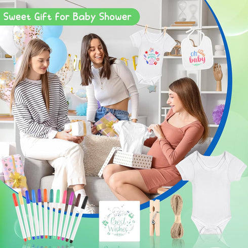 60/110/220 Set Pcs DIY Baby Bibs Bodysuit Baby Shower Game White Baby Bibs White Newborn Bodysuit for Baby Shower