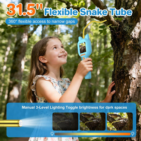 wxnlo 1920P 2.8" 3-12,Stocking Kids Borescope Toy with Light, HD Endoscope Snake Wildlife Camera with LCD, STEM