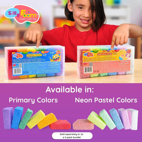 2-Pack 6 3+) Silly Foam, Creative Modeling Foam Beads, of Primary Colors, Easy Clean Up, Perfect for Preschool