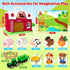 1 2 3 Set 1-3, Farm Animal Toys for Year Old Toddlers, Big Red Barn with Farm Mat & Animals & Tractor Toy for Boys