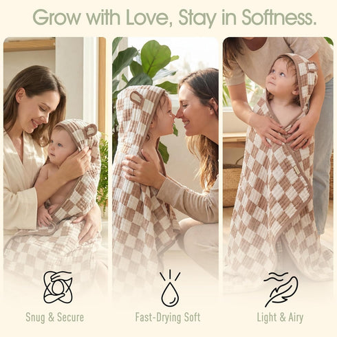 55 28 Inches, Ultra-Soft Muslin Toddler Hooded Towel - x Ideal for Bath & Beach, Suitable for Both Boys & Girls from