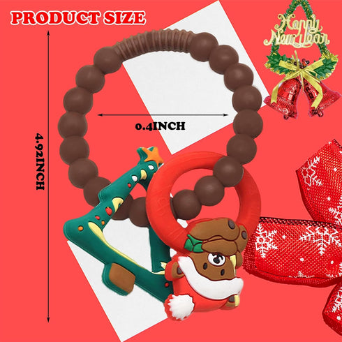 Christmas Baby Silicone Teether Christmas Tree and Bear Teething Ring Christmas Teething Toys Toddler Teething Chew