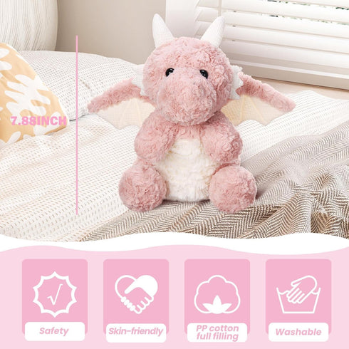Kids,7.88",Pink Cute Flying Dragon Plush,Soft Dinosaur Stuffed Animals Pillow,Kawaii Fire Dragon Animal Plushies