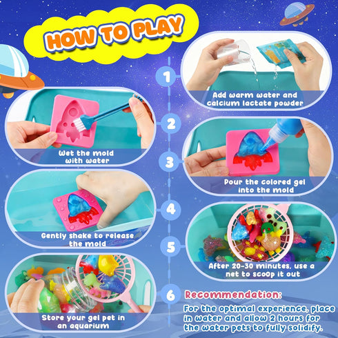 36 24 4+ Magic Water Elf Toy Kit, Water Pets Toys for Kids, Gels & Molds, Aqua Fairy Water Gel Kit Squishy Maker, DIY