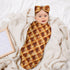 Set Waffles Food Swaddle Blankets Newborn Receiving Blanket Baby Swaddle Wrap with Headband Hat for Baby Girls Boys