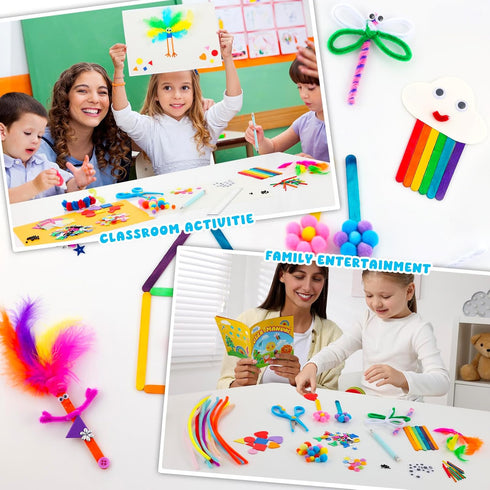 Zefy 3200+ 12 4-12 Pcs Arts and Crafts Supplies for Kids, All in One Craft Kits with Crafts Design, DIY School Supplies