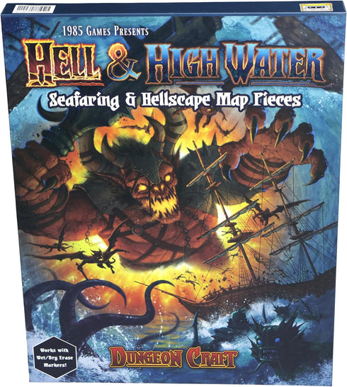 Dungeon Craft Hell & Highwater Board Game: Loose Leaf in Custom Box, Water Resistant, Dry Erase by 1985 Games