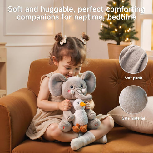 TUMAMA Elephant Stuffed Animal Toys, Interactive Singing Talking Plush Elephant and Bird Toy, Baby Animated Animals