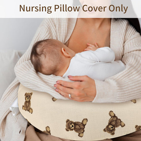 SWESEN Muslin Nursing Pillow Cover, Soft Removable Cover for Breastfeeding Pillows, Pillow Slipcover for Baby Boys