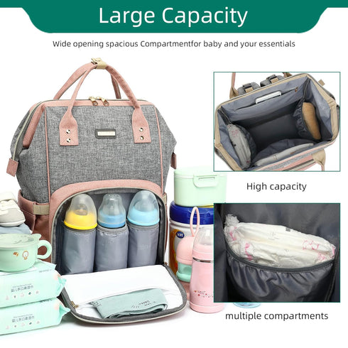 GAIVP Backpack, Backpack Diaper Bag Diaper Bags for Baby Girls Boys, Baby Bags for Moms Dads, Nappy Changing Bag