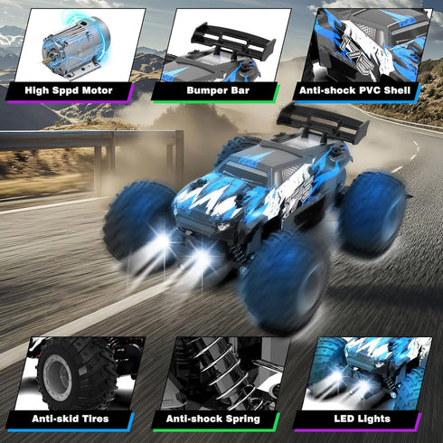 Sjpzwcrl Rechargeable Remote Control Car Toys: - Hand Controlled Monster Truck for Boy Electric Rock Crawler Toys