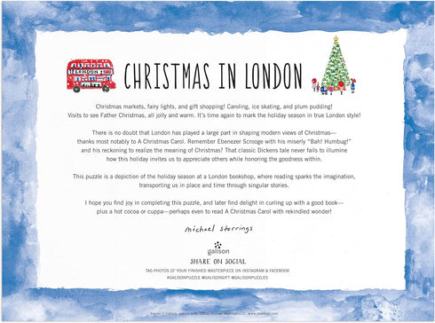 Galison Michael Storrings Christmas in London – 1000 Piece Puzzle with Bright Artwork of The London Holiday Season
