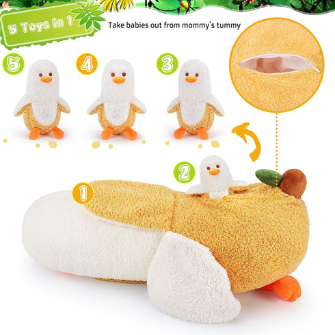 5 20'' Mommy 4 Auspicious beginning PCS Banana Duck Plush Stuffed Animal Family, Cute Banana Duck with Baby Plushies