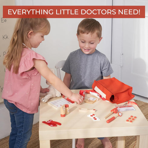 Set 3-5 Wooden Doctor Play for Toddlers - A Complete Durable Pretend Play Medical Kit for Kids with Realistic