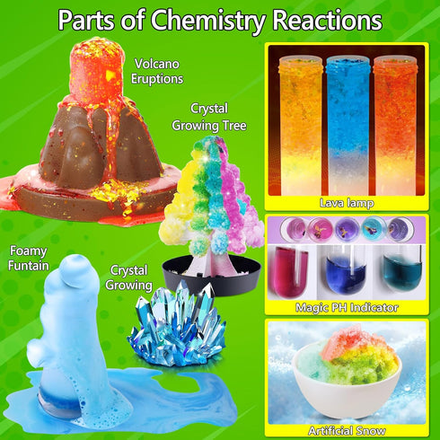 272 Set, UNGLINGA Experiments Science Kit for Kids, Chemistry S.T.E.M Toys Boys Girls Birthday Gifts, Volcano, Crystal