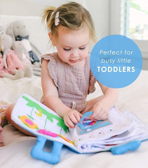 Curious Columbus Quiet Book for Toddlers – Large Fabric Activity Book, Montessori Learning Toy for Quiet Play