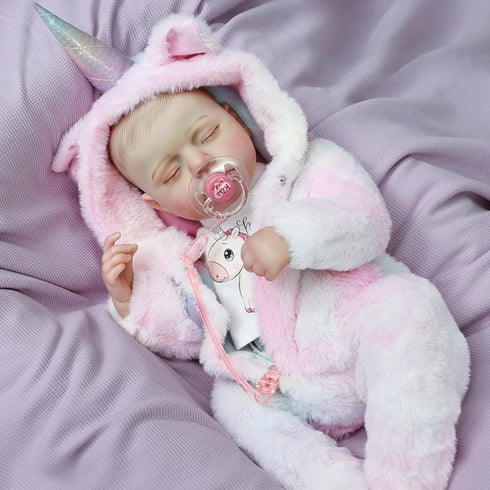 20 Inch 3+, Reborn Baby Dolls Real Baby Dolls That Look Real, Full Body Vinyl Girl Doll in Fantasy Horn Outfit