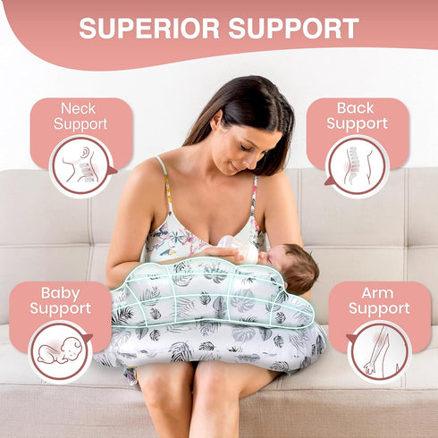 PILLANI Nursing Pillow for Breastfeeding, Breastfeeding Pillows for Mom Support & Baby Comfort, Removable Cotton Cover