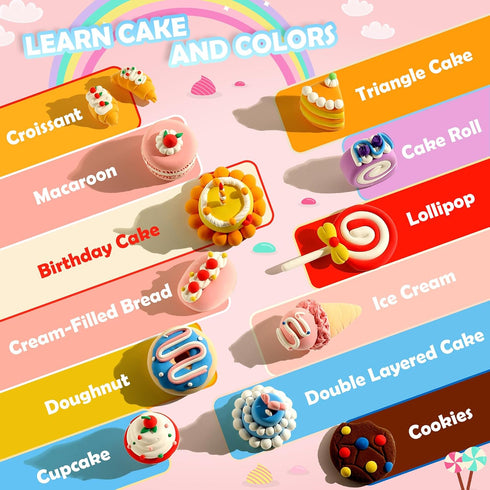 12 Air Dry Clay Kit - Cake Themed, Modeling Clay for Kids, Dessert DIY Model Magic Clay with Tools and Tutorials, Boxes