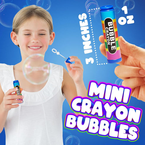 (Pack 24) 1 Oz Summer Mini Crayon Bubbles for Kids - of Bulk Fl Bottles w/Wands - Crayon Shape Bubbles in Bright Colors