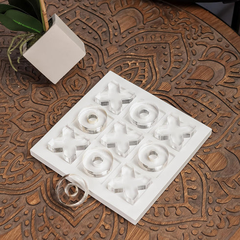 NIKKY HOME Acrylic Tic Tac Toe Wood Board Game, Classic Decorative Travel Game for Family