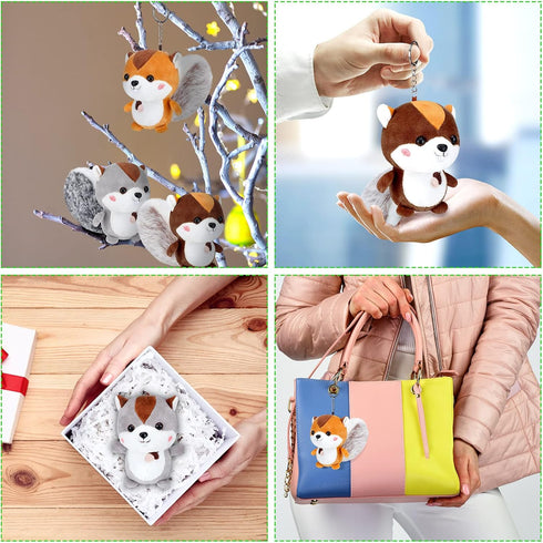 Sosation 6 Pcs Squirrel Stuffed Animal Plush - 4.7 Inch Cute Squirrel Toy Keychain for DIY Birthday Party