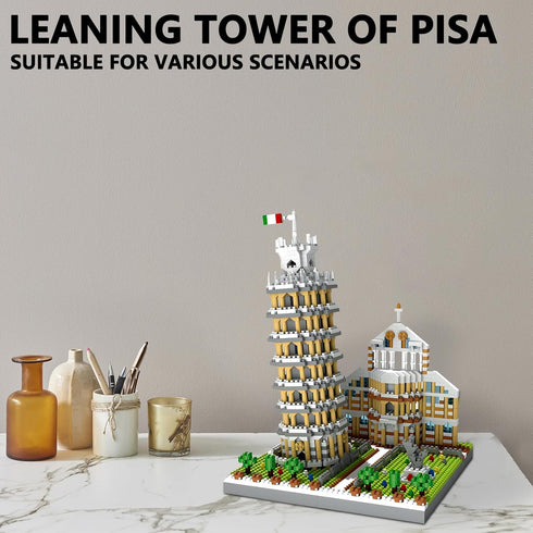 LQPFBSM Set 2500 Leaning Tower of Pisa Micro Mini Building Blocks Italy Architecture Building Kits Famous Landmark