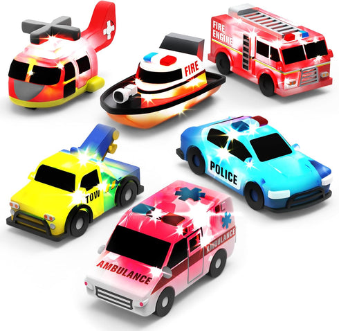 Tub Works Emergency Cars Light Up Bath Toys, 6 Pack | Water-Activated