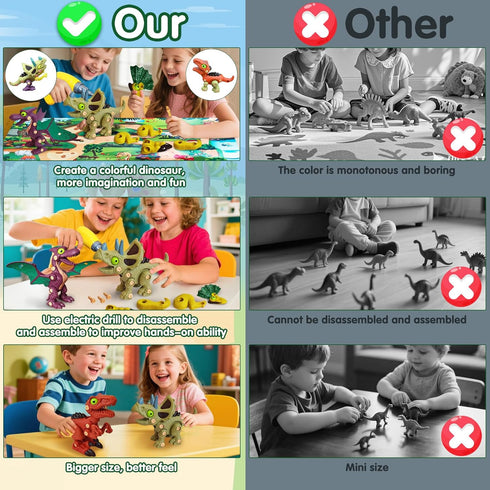 3 4 5 6 7 Take Aprts Dinosaur Toys for Kids Age Boys with Electric Drill & Play Mat STEM Toys DIY Learning Educational