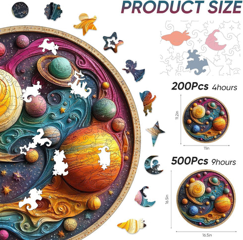 300 Qiuenisray Space Puzzles for Adults, Pieces Solar System Planet Wooden Jigsaw Puzzles, FSC Certified Unique Shape