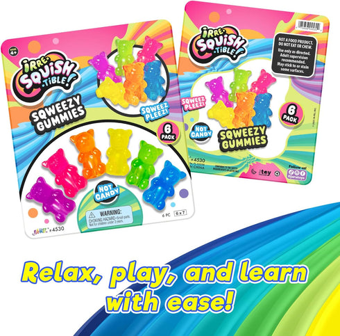 Gummi (6 Pack, 6 4530-6s JA-RU Mini Bears Pencil Toppers for Kids Bears Each) Mochi Squishy Toys. Stress Relief Fidget