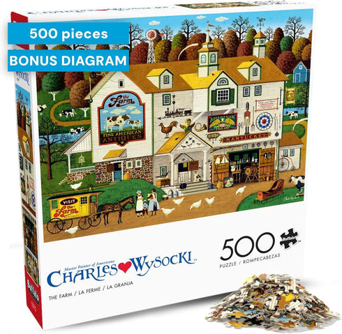 Buffalo Games Charles Wysocki The Farm 500 Piece Jigsaw Puzzle for Adults