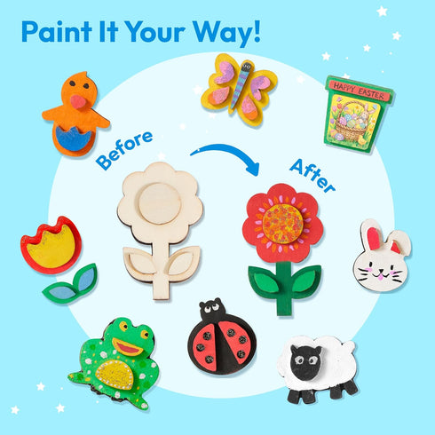 12 JOYIN Wooden Magnet Creativity Arts & Crafts Painting Kit for Kids, Decorate Your Own Painting Gift for Halloween