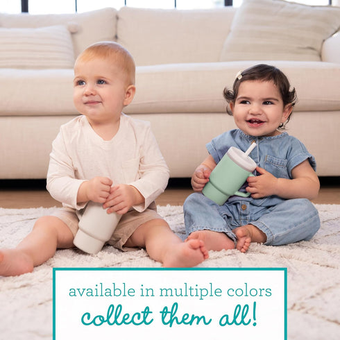 1st 9 Oz. Infantino My Tumbler, Silicone Sippy Cup with Straw & Handle, Spill-Resistant Baby Cup for On-the-Go