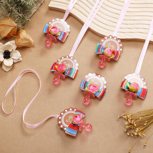Landical 24 Pcs Cielito Lindo Party Pacifiers Necklaces Mexican Baby Shower Pacifiers Decorations Acrylic Pacifier