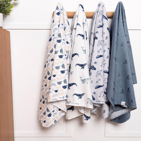 100% 30x30 Inches (Pack 4), Gerber Unisex Baby Cotton Flannel Receiving Blankets of Coastal Calm, One Size