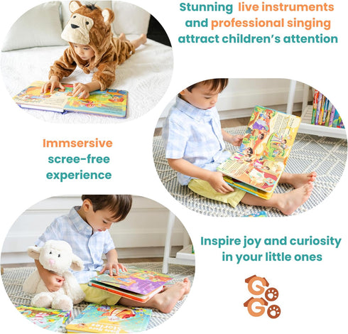 8 1-5, 1-3 GO GO Bible Heroes Stories Songs Sound Book with Songs, Singing Toy, Sound Play for Ages Musical Learning