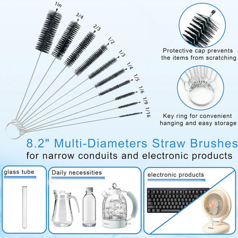 AJWXWO 13Pcs (40,30,20 oz), Glass Cleaning Kit Tube Pipe Cleaners Straw Cleaner Brush - Reusable Handles Extra Long