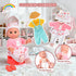 Set 12.5'' Chair&2 Set Playset 3 4 5 Baby Doll Stroller Toys with Baby Dolly, Baby Doll Accessories with Dining