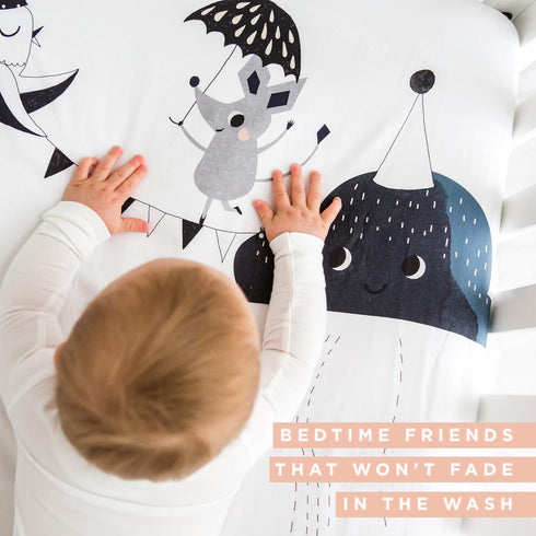 100% (52 28 inches) Rookie Humans Cotton Sateen Fitted Crib Sheet: The Moons Birthday. Modern Nursery, Use as a Photo