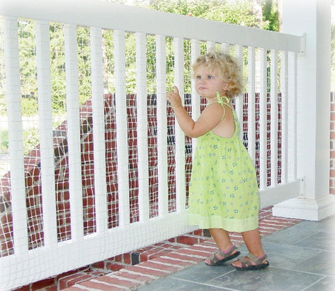 KidKusion Deck Guard, 30' L x 38" H, Clear Safety Net for Outdoor Balcony and Stairway