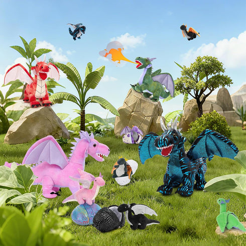 7 22" 4 2 Set MaoGoLan Giant Pcs Dragon Stuffed Animals - Dragon Plush Toy with Babies & Eggs in Mom's Belly, Soft